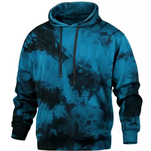 Generisch Herren Hoodie Mit Kapuze Sweatshirt Kapuzenpullover - Tie-Dye Basic Kapuzenshirt Kapuzenjacke - Kordelzug Bequeme Kapuzenpulli Mit Taschen Hoody Langarmshirt Sportshirt Sweatshirts von Generisch