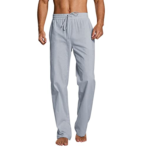 Generisch Herren Hose Lang Leinen Baumwolle Lang Freizeithose Outdoor Hosen FüR Herren Laufhose Herren Leichte Leinenhose Outdoorhose Herren von Generisch