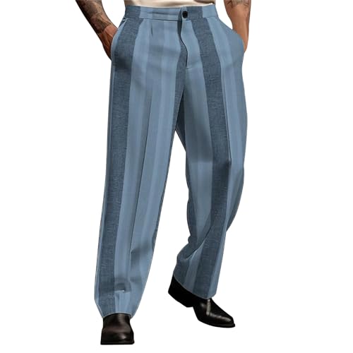 Generisch Herren Hosen Breit einfarbig, schlicht, Business-Casual, gerade, mit DREI Knöpfen Freizeithose Fleece Stoffhose kariert Stretch lang elegant 60 von Generisch