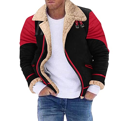 Generisch Herren Jacke Daunenjacke Hooded Puffer Jacket Winterjacke, Steppjacke gefüttert mit Abnehmbarer Winterjacke Herren Rot Thermojacke Herren Fitness Daunenjacke Herren Lang von Generisch