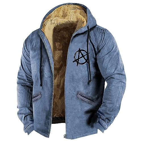 Herren Jacke Winter, Warm Gefüttert Skijacke Wasserdicht Regenjacke Snowboardjacke Outdoor Funktionsjacke Arbeitsjacke Mit Kapuze Mantel Warme Men Jacken Winter (XL, Blue) von Generisch