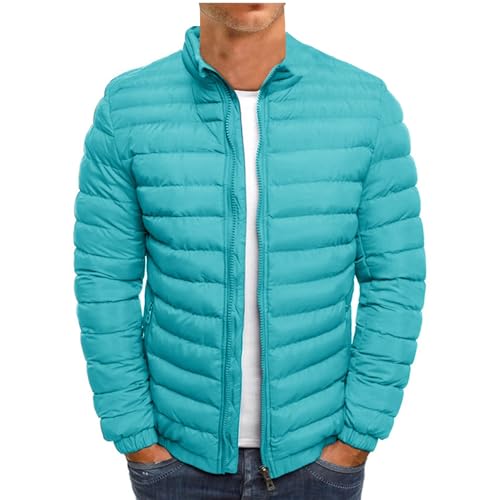 Generisch Herren Jacke Winter, Winterjacke Trainingsjacke Leichte Warm Mit Tasche Herbst Und Winter Outwear-Jacken Gefüttert Kapuze Thermojacke Daunenjacken Collegejacke Für Jungs (L, Hellblau) von Generisch