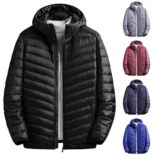 Generisch Herren Jacke in Daunenoptik Übergangsjacke Steppjacke mit Kapuze Warme Daunenjacken Einfarbig Winter Windjacke Parka Reißverschluss Regular fit Outdoorjacke tolle Übergangs Winterjacke von Generisch