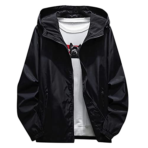 Generisch Herren Jacken, Wasserdicht Atmungsaktiv Winddichte Funktionsjacke Outdoor Wanderjacke Mäntel Mit Kapuze Regenjacke Fahrrad Motorrad Pu Regenbekleidung Für Jacket (4XL, Black) von Generisch