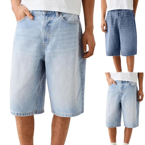 Generisch Herren Jeans Vintage Bermuda Jeanshose Männer Baggy Jeans Shorts mit Tasche Knielang Denim Freizeitshorts Sommer Lockere Kurze Generisch Herren Jeans Vintage Bermuda Jeanshose Männer Baggy Jeans Shorts mit Tasche Knielang Denim Freizeitshorts Sommer Lockere Kurze von Generisch
