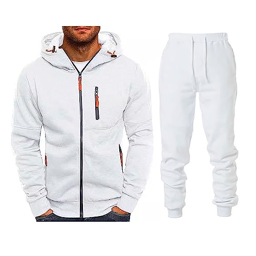 Generisch Herren Jogginganzug Kapuzenjacke mit Reißverschluss Langarm Trainingsanzug Sportanzug 2-Teilig Kapuzenpullover Jogginghose Sportbekleidung Sportjacke Tracksuit von Generisch