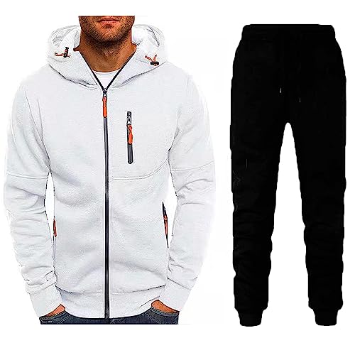 Generisch Herren Jogginganzug Kapuzenjacke mit Reißverschluss Langarm Trainingsanzug Sportanzug Kapuzenpullover Jogginghose Sportbekleidung Sportjacke Tracksuit Zweiteilig von Generisch