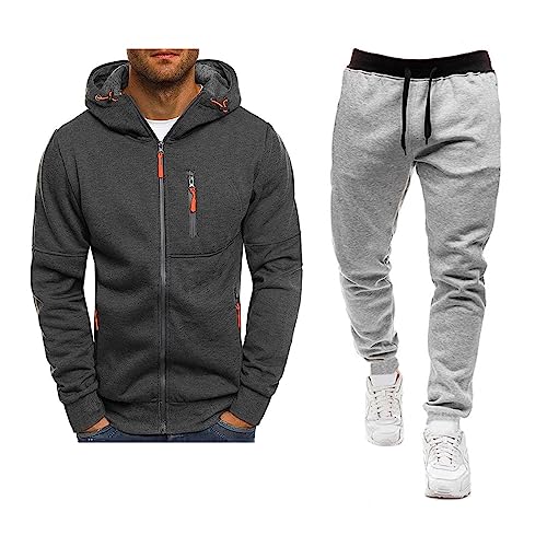 Generisch Herren Jogginganzug Kapuzenjacke mit Reißverschluss Langarm Trainingsanzug Sportanzug Kapuzenpullover Jogginghose Sportbekleidung Sportjacke Tracksuit Zweiteilig von Generisch