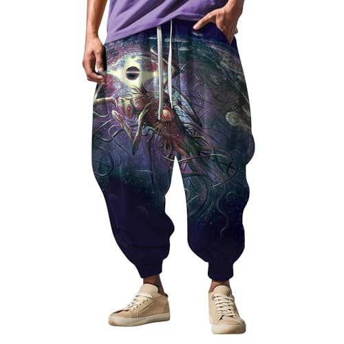 Generisch Herren Jogginghose Freizeithose Sweatpants mit Taschen Laufhose mit Seitentaschen graue Jogginghose Herren Baggy breite Jeans Herren Jogginghose Herren Baumwolle in grau mit Muster von Generisch