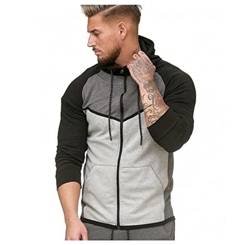Generisch Herren Kapuzenpullover Casual Langarm Karierten Kordelzug Jacquard Sweatshirt mit Kapuze Hoody Herren Mit Kapuze Sportjacken Für Herren Mit Kapuze Schwarze Jacke Herren von Generisch