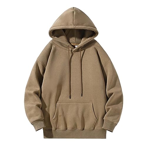 Generisch Herren Kapuzenpullover Dicker Stoff, Sweatshirt Herren Mit Kapuze Baumwolle, Pullover Regulär Fit Sweatjacke Einfarbig Sweater Warm Kapuzenpulli Baggy Pullover Mit Bauchtasche von Generisch