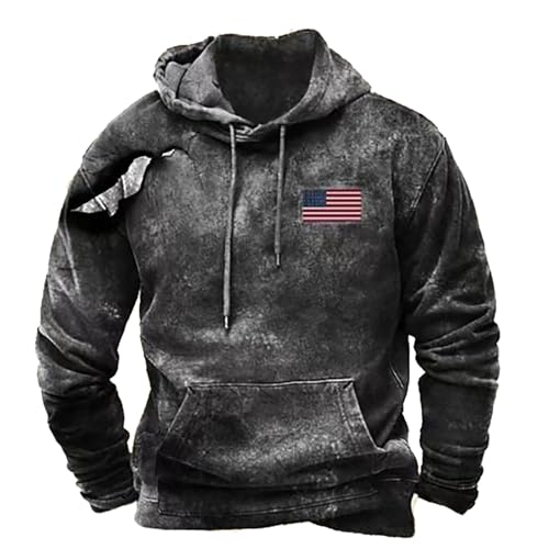 Generisch Herren Kapuzenpullover Sweatshirt weatshirt mit Kapuze Jogging Pullover Sweatjacke Freizeit Street Training Langarm-Sweatshirt mit amerikanischer Flagge 3D Print Hoodie Outdoor Hoody Jacke von Generisch