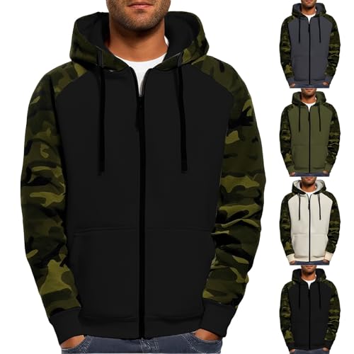 Generisch Herren Kapuzenpullover mit Reißverschluss Jungen Sweatshirt Mit Kapuze Multifunktionelle Tasche Sweatshirt mit Kapuze Pullover Casual Arbeitspullover mit Taschen HoodieHerren von Generisch