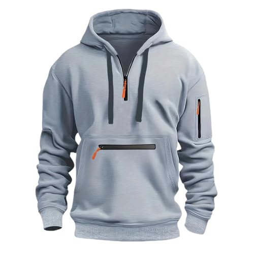 Generisch Herren Kapuzenpullover mit Reißverschluss vorne reflektierend hohe Sichtbarkeit Sicherheitsmantel Taschen Sweatshirt Jacke Größe S-XXL MäNner Hoodie Herren Kapuzenpullover Schwarz von Generisch