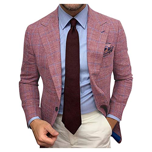 Generisch Herren Karierte Sakko 2 Knopf Slim Fit Blazer Männer Business Anzugjacke Leichte Sportsakko Plaid Anzug Jacke Lässige Anzugjacken Regular Fit Freizeitjacke Modern Elegant Hochzeiteanzug von Generisch