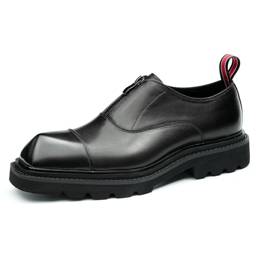 Generisch Herren Komfort Dicke Sohle Lässige Loafers Front Zip Slip On Formelle Lederschuhe,Schwarz,45 Generisch Herren Komfort Dicke Sohle Lässige Loafers Front Zip Slip On Formelle Lederschuhe,Schwarz,45 von Generisch