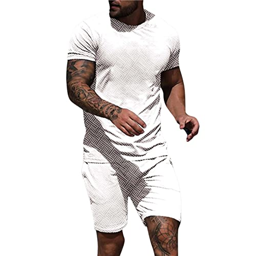 Generisch Herren Kurzarm Hemd Blumen Hawaiihemd Und Shorts Set Floral Party Outfit MäNner Sommerhemd Mit KnöPfen/ReißVerschluss Business Sommer Set Herren XL von Generisch
