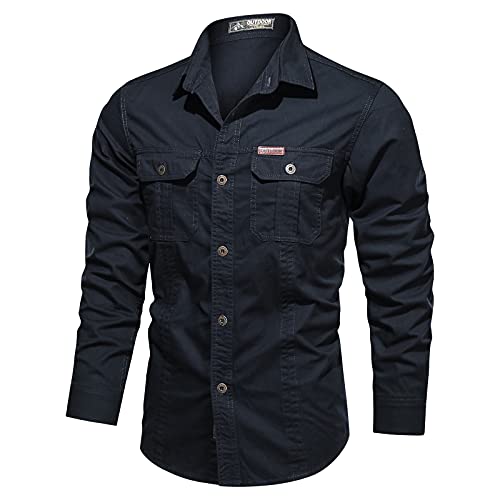 Generisch Herren Langarm Leinenhemd Outdoor Baumwolle Washed Langarm Herren Größe Plus Hemd Herren Hemden Casual Langarm Dünne Einfarbig Vintage Freizeithemd Baumwolle Leinenhemd In Lockeres Passform von Generisch