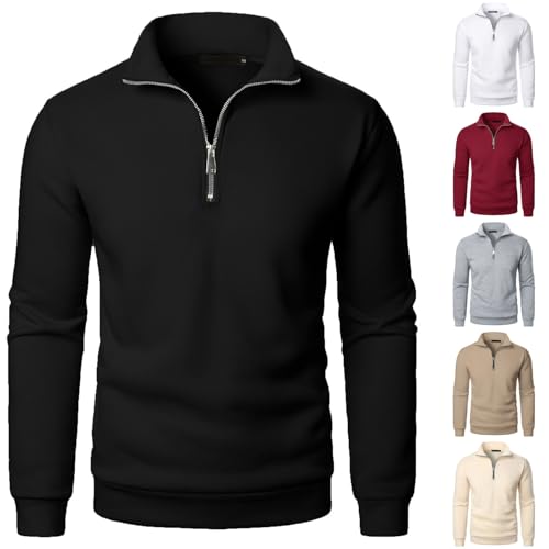 Generisch Herren Langarm Pullover mit Reißverschluss Elegantes Sweatshirt Stehkragen Bequemer Freizeitpullover Herbst Winter Atmungsaktive Oberbekleidung Langarmshirt von Generisch