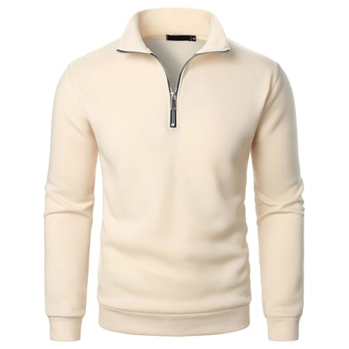 Generisch Herren Langarm Pullover mit Reißverschluss Elegantes Sweatshirt Stehkragen Bequemer Freizeitpullover Herbst Winter Atmungsaktive Oberbekleidung Langarmshirt von Generisch
