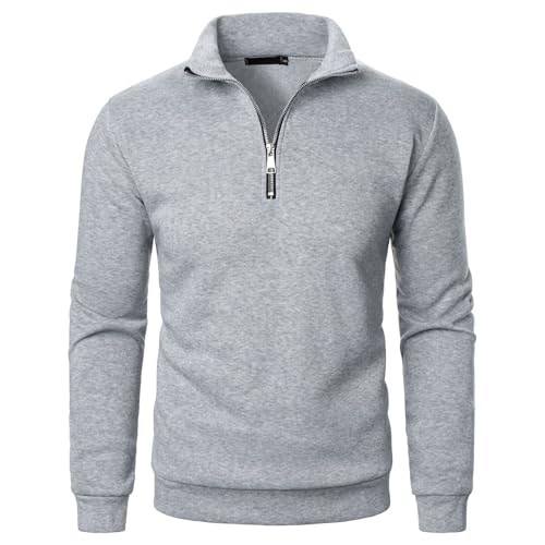Generisch Herren Langarm Pullover mit Reißverschluss Elegantes Sweatshirt Stehkragen Bequemer Freizeitpullover Herbst Winter Atmungsaktive Oberbekleidung Langarmshirt von Generisch