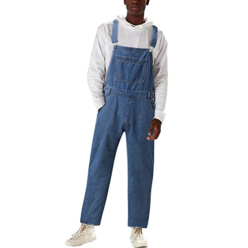 Latzhose Herren Jeans Jeanslatzhose Herren Lang Übergröße Blaue-Latzhose Jeans Overall Vintage Arbeitshosen Sommer Träger Latzhosen Bib Hosenträgerhose Mode Cargo Denim Jumpsuit Pocket Jeans von Generisch
