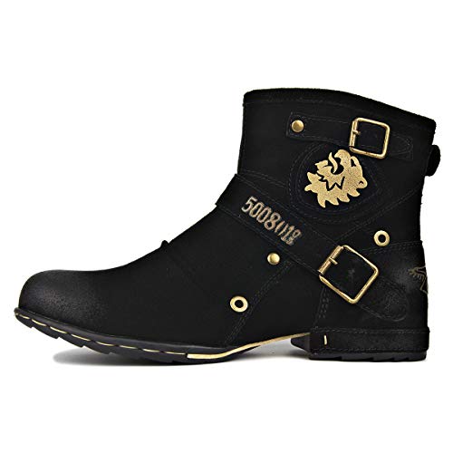 Generisch Herren Leder Chukka Moto Stiefel Reißverschluss Vintage Stiefeletten High Top Freizeit Schuhe,Wildleder Schwarz,42.5 Generisch Herren Leder Chukka Moto Stiefel Reißverschluss Vintage Stiefeletten High Top Freizeit Schuhe,Wildleder Schwarz,42.5 von Generisch