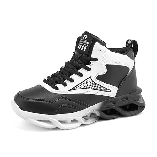 Generisch Herren Leder wasserdichte Sportschuhe Trendy Mode Soft Sohle Freizeitbasketballschuhe (Schwarz Weiß,40) von Generisch