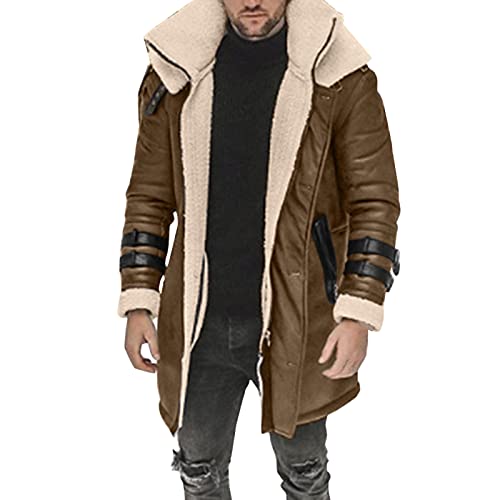 Generisch Herren Lederjacke Kunstlederjacke Übergangsjacke Winterjacke Herren Slim Fit Lederjacke Herren Halb Lang Schwarz Warme Winterjacke Neujahrsgeschenke von Generisch
