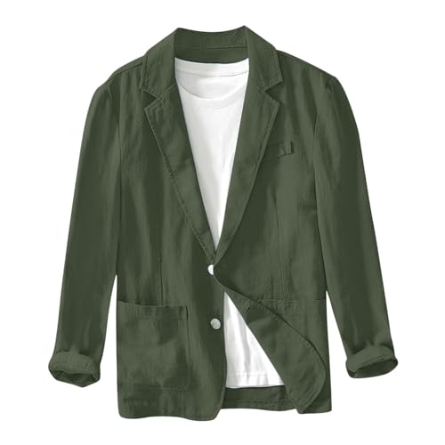 Generisch Herren Leinen Sakko Blazer Regular Fit Sportmäntel Vintage Leinensakko Einfache Anzugjacke Atmungsaktiv Leinenjacke Sommerjacke Baumwolle Leinen Sportmäntel Alltagsanzüge von Generisch
