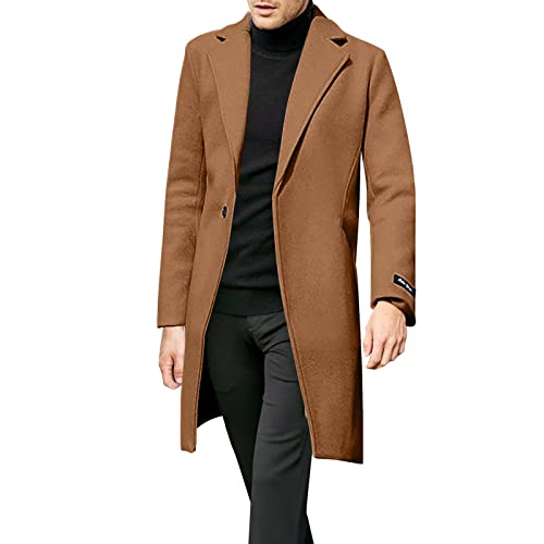 Generisch Herren Mantel Wintermantel Wollmantel Slim Fit Wollmantel Business Freizeit Herrenmantel Lange Trenchcoat Jacken Einreiher Mantel Winter Warme Oberbekleidung Winddichte Mantel von Generisch