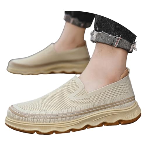 Generisch Herren Mesh Sneakers,Atmungsaktive Freizeit Wanderschuhe for Herren Mit Bequemer,Einfarbige Rutschfester Plateau Slip-On,Sohle Leichte Turnschuhe Wanderschuhe von Generisch