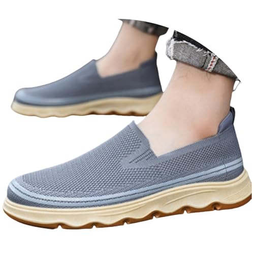 Generisch Herren Mesh Sneakers,Atmungsaktive Freizeit Wanderschuhe for Herren Mit Bequemer,Einfarbige Rutschfester Plateau Slip-On,Sohle Leichte Turnschuhe Wanderschuhe von Generisch