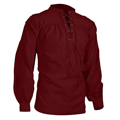 Generisch Herren Mittelalter Hemd Langarm Leinenhemd Viking Kostüm Baumwolle Leinen Vintage Schnürhemd Freizeithemd Renaissance Viktorian Steampunk Piraten Hemd Halloween Gothic Mittelalter Kleidung Generisch Herren Mittelalter Hemd Langarm Leinenhemd Viking Kostüm Baumwolle Leinen Vintage Schnürhemd Freizeithemd Renaissance Viktorian Steampunk Piraten Hemd Halloween Gothic Mittelalter Kleidung von Generisch