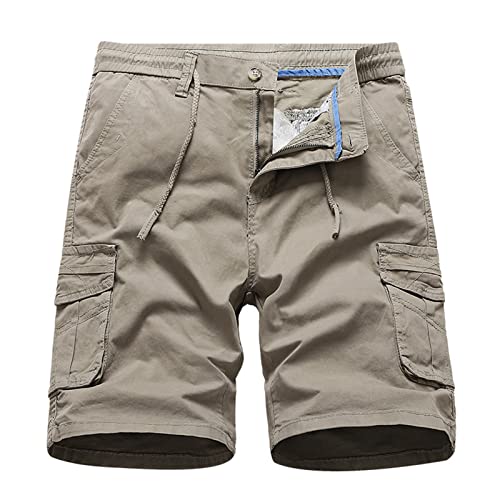 Generisch Herren Nicolas Check 3/4 Cargo-Shorts inkl. Gürtel | Herrenshorts aus Baumwolle Shorts Herren Mit Taschen Leichte Wanderhose Herren Sommer Kurz von Generisch