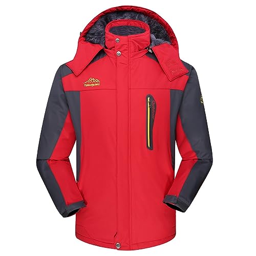 Generisch Herren Outdoor wasserdichte Jacke Leichte Softshell Regenjacke Fahrrad Rain Windbreaker Windjacke Camping Outdoor Atmungsaktiv Slim Fit Windbreaker Freizeitjacke Funktionsjacke (Red, XXXXL) von Generisch