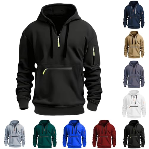 Herren Oversize Hoodie Kapuzenpullover Einfarbig Basic Heavy Blank Pullover Unifarben Kapuzen-Sweatshirt,Herren Weste Mit Kapuze,Weit geschnitten und warm von Generisch