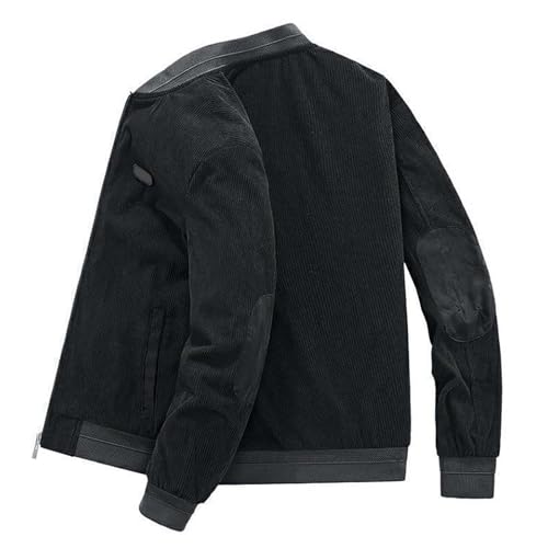Generisch Herren Plus Size Patch Langarm Cordjacke Vintage Jacke Cordjacke Männer Mantel Winter (Black, XXXXL) von Generisch