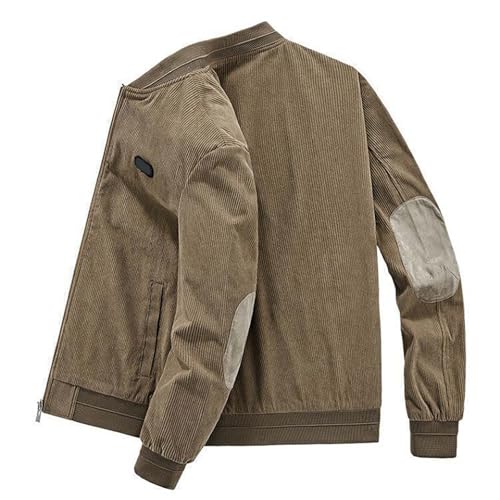 Generisch Herren Plus Size Patch Langarm Cordjacke Vintage Jacke Cordjacke Männer Mantel Winter (Khaki, XL) von Generisch
