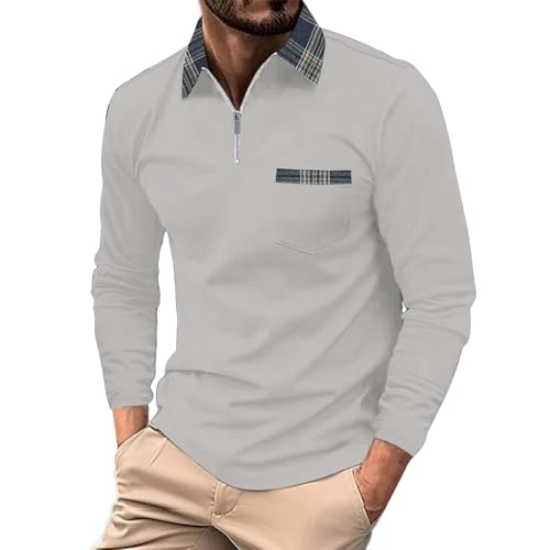 Generisch Herren Polo Langarm Streifen Poloshirts Kontrastfarbenes Hemd Slim Fit Baumwolle Golf Polos Poloshirt Herren L Tshirt Herren Langarm Schwarz 4XL Mehrpack von Generisch