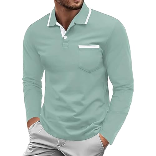 Generisch Herren Polo Pullover Langarm Strickpullover Mit Polokragen Basic Poloshirt Pulli Einfarbig Sweater T Shirt Herren Polo Poloshirt Mit Brusttasche Herren XXXL 3XL von Generisch