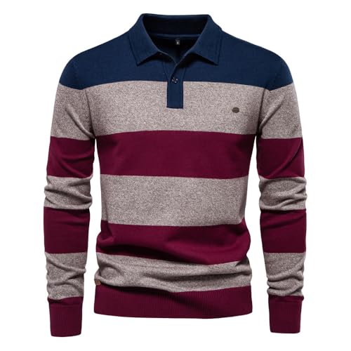 Generisch Herren Polo Pullover Langarm Strickpullover Mit Polokragen Basic Poloshirt Pulli Freizeitpullover Sweater Slim Fit Casual Top 2025 (1,L) von Generisch