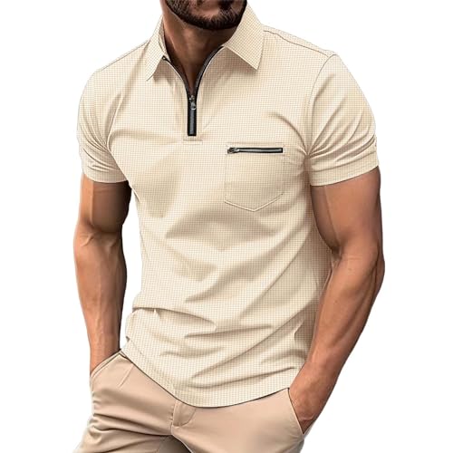 Generisch Herren Poloshirt Kurzarm Basic Polo Shirts Slim Fit Polohemd Sommer Golf Tshirt Baumwoll PoloT-Shirt Poloshirt Herren Poloshirt Herren 5XL Braun Herren Hemd Weiß Kariert Kurzarm von Generisch