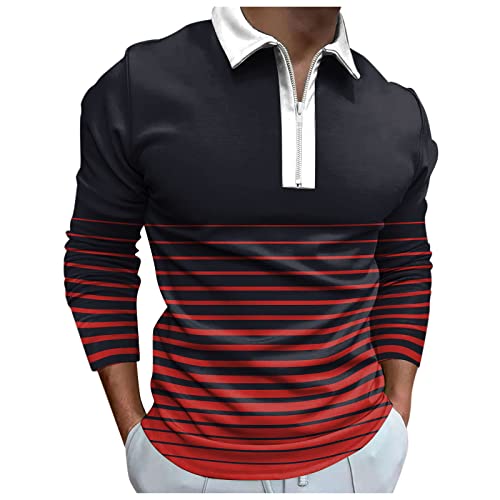 Generisch Herren Poloshirt Kurzarm Pullover Herren 3XL,Poloshirt Herren Pullover V Ausschnitt Lila Hemd Herren Winterpullover Sport Poloshirt Herren Pullover Mit Kragen Herren Rot L von Generisch