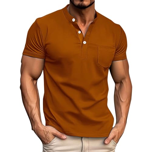 Generisch Herren Poloshirt Kurzarm mit Zipper, sportliches Polohemd aus weichem Jersey in Mehreren Farben, Kurzarm-Polo in gerader Schnittform Shirt Herren Golf Shirt Herren von Generisch