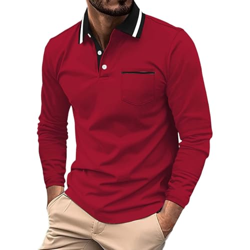 Generisch Herren Poloshirt-Langarm Poloshirt aus Baumwolle Atmungsaktiv Casual T-Shirt mit Tasche Thermo Tshirt Herren Herren Polohemd Generisch Herren Poloshirt-Langarm Poloshirt aus Baumwolle Atmungsaktiv Casual T-Shirt mit Tasche Thermo Tshirt Herren Herren Polohemd von Generisch