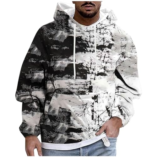Generisch Herren Pullover Herrens Patchwork Hoodie Langarm Jacquard Kaputzenpullover Farbblock Sweatshirt,Pullover Herren Baumwolle,Klassische Mode von Generisch