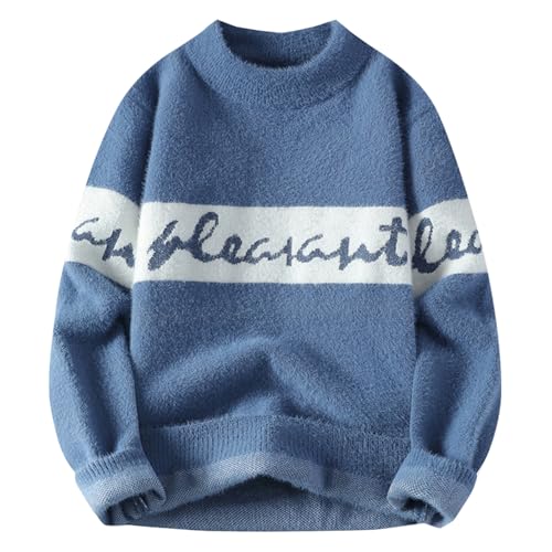 Generisch Herren Pullover Rundhals Kragen Slim Fit Pullover Sweater Winter Warm Leinenpullover Herren Pullover Herren Business Rollkragenpullover Für Herren Crop Pullover von Generisch