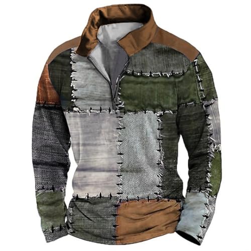 Generisch Herren Strickpullover Mit Rundhals - Langarm Sweatshirt Slim Fit Feinstrick Winterpullover Mit Reißverschluss - XL Grau Dünn von Generisch