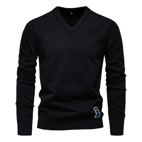 Generisch Herren Pullover mit Rundhals-Ausschnitt/V-Ausschnitt Strickpullover Feinstrick Winterpullover Sweater Männer 2025 (2,XL) von Generisch